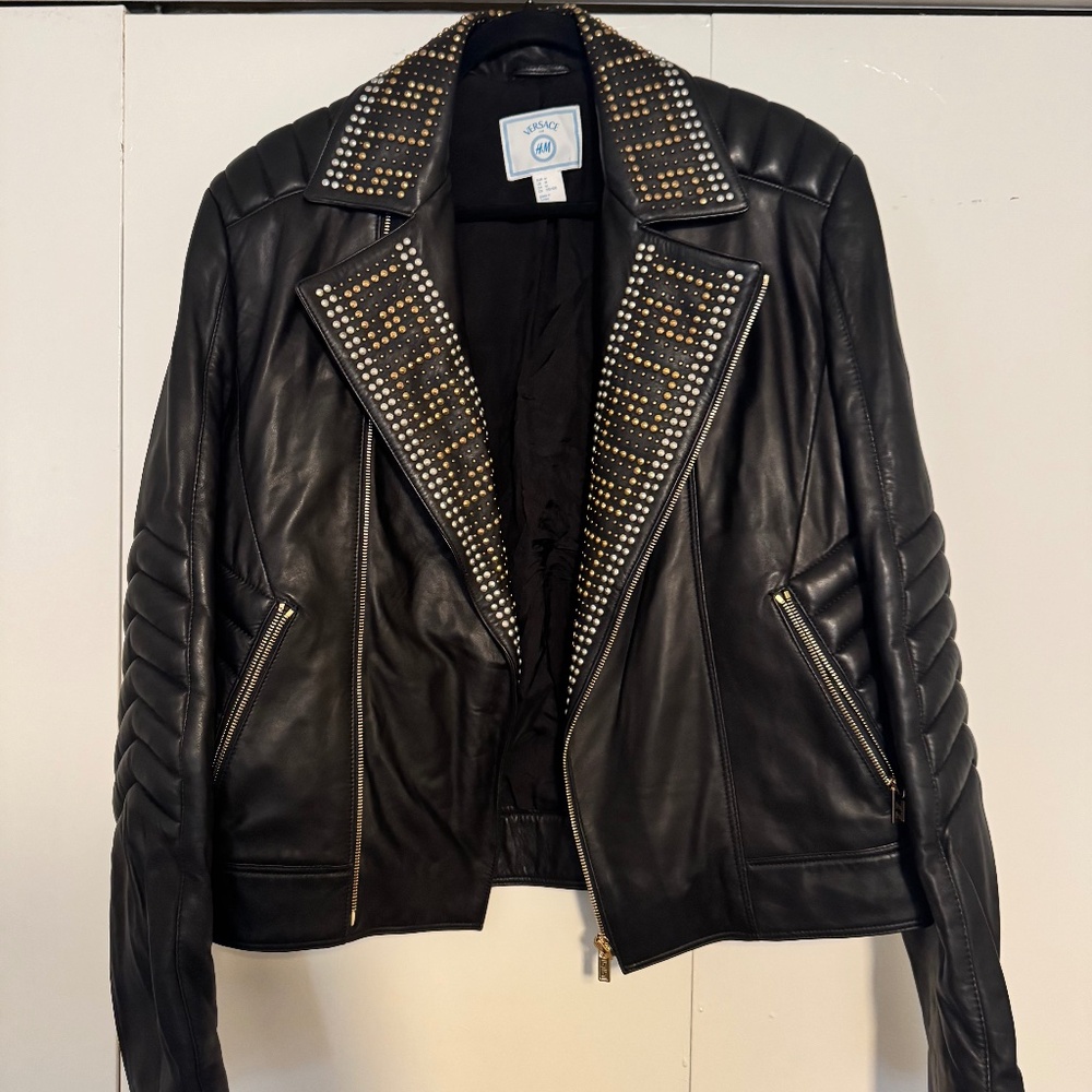 Versace for H&M Rare Mens Studded Leather Jacket